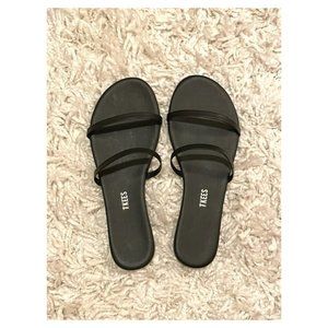 TKEES Black Leather Sandals
